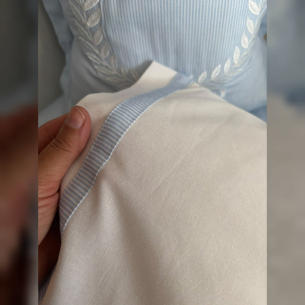 King Embroidered Cotton Baby Duvet Cover Set, 4 Pieces by LaFiny, Blue #blue