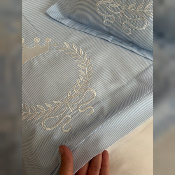 King Embroidered Cotton Baby Duvet Cover Set, 4 Pieces by LaFiny, Blue #blue