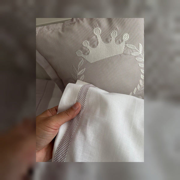 King Embroidered Cotton Baby Duvet Cover Set, 4 Pieces by LaFiny, Latte Brown #lattebrown