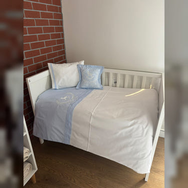Lucky Colt Embroidered Cotton Baby Duvet Cover Set, 4 Pieces by LaFiny, Blue #blue