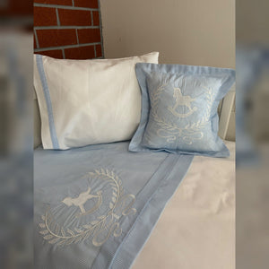 Lucky Colt Embroidered Cotton Baby Duvet Cover Set, 4 Pieces by LaFiny, Blue #blue