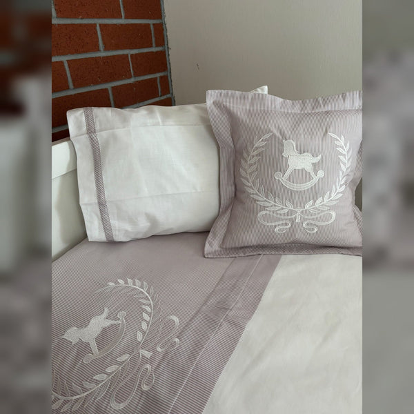 Lucky Colt Embroidered Cotton Baby Duvet Cover Set, 4 Pieces by LaFiny, Latte Brown #lattebrown