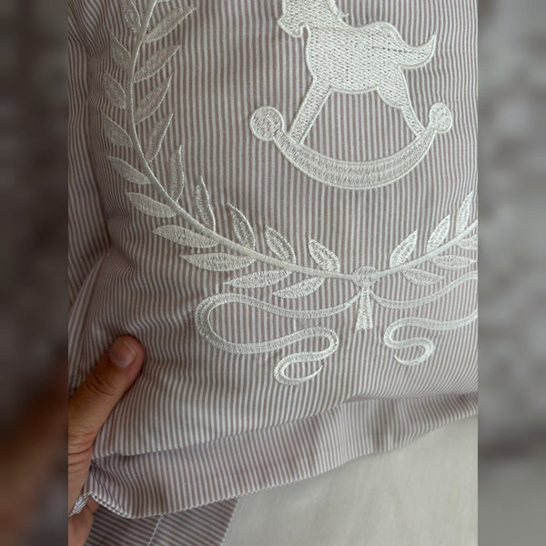 Lucky Colt Embroidered Cotton Baby Duvet Cover Set, 4 Pieces by LaFiny, Latte Brown #lattebrown