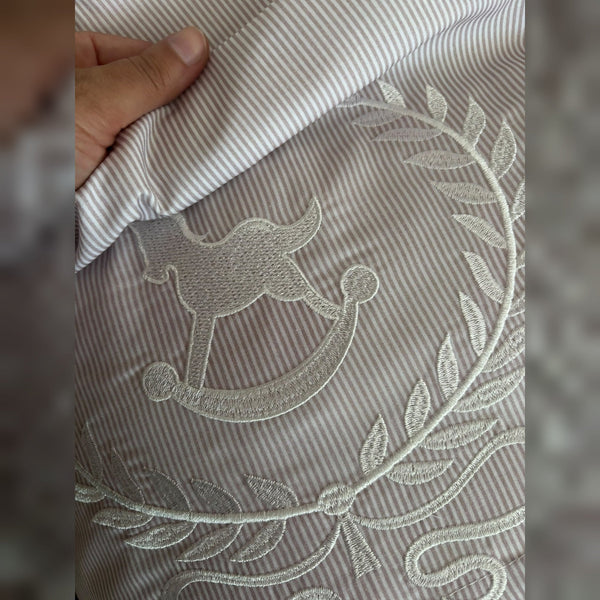 Lucky Colt Embroidered Cotton Baby Duvet Cover Set, 4 Pieces by LaFiny, Latte Brown #lattebrown