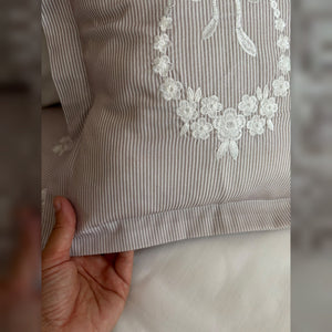 Laurel Bow Embroidered Cotton Baby Duvet Cover Set, 4 Pieces by LaFiny, Latte Brown #lattebrown