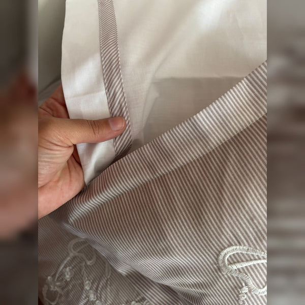 Laurel Bow Embroidered Cotton Baby Duvet Cover Set, 4 Pieces by LaFiny, Latte Brown #lattebrown