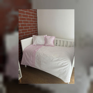 Laurel Bow Embroidered Cotton Baby Duvet Cover Set, 4 Pieces by LaFiny, Pink #pink