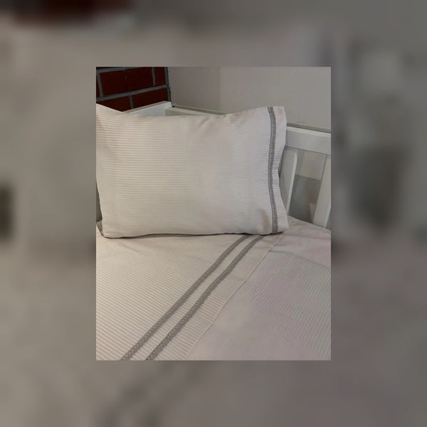 Elegant Stripe Embroidered Bamboo Baby Duvet Cover Set, 3 Pieces by LaFiny, Stone #stone