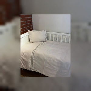 Elegant Stripe Embroidered Bamboo Baby Duvet Cover Set, 3 Pieces by LaFiny, Stone #stone