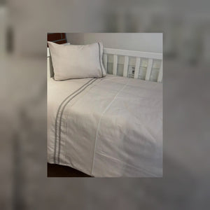 Elegant Stripe Embroidered Bamboo Baby Duvet Cover Set, 3 Pieces by LaFiny, Stone #stone