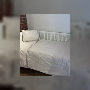 Elegant Stripe Embroidered Bamboo Baby Duvet Cover Set, 3 Pieces by LaFiny, Stone #stone