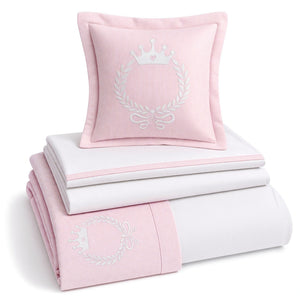 Queen Embroidered Cotton Baby Duvet Cover Set, 4 Pieces by LaFiny, Pink #pink