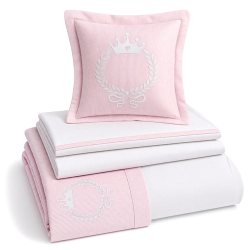 Queen Embroidered Cotton Baby Duvet Cover Set, 4 Pieces by LaFiny, Pink #pink