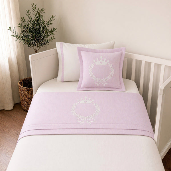 Queen Embroidered Cotton Baby Duvet Cover Set, 4 Pieces by LaFiny, Pink #pink