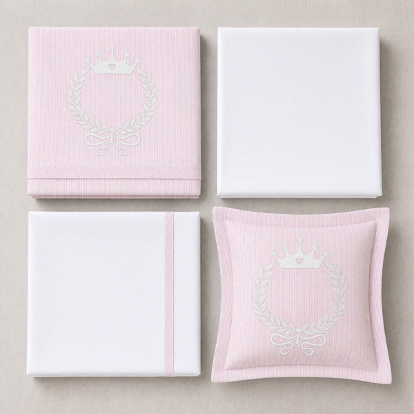 Queen Embroidered Cotton Baby Duvet Cover Set, 4 Pieces by LaFiny, Pink #pink