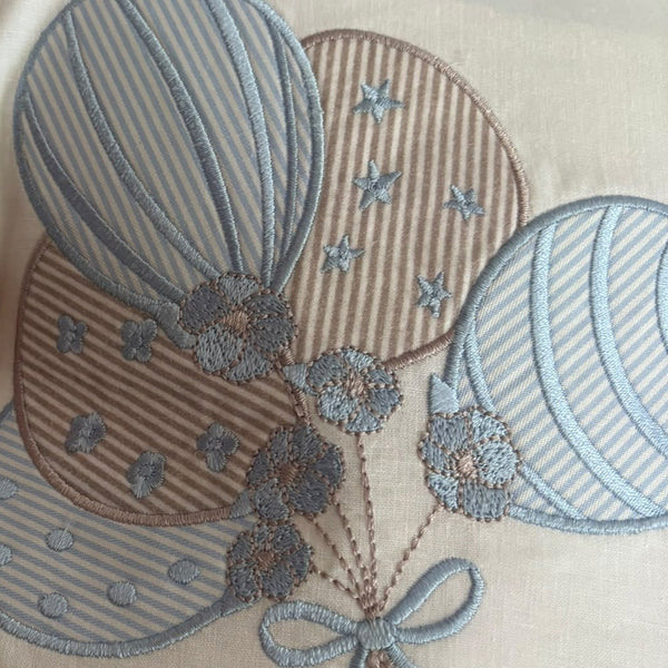 Balloon Embroidered Cotton Baby Duvet Cover Set, 4 Pieces by LaFiny, Blue #blue