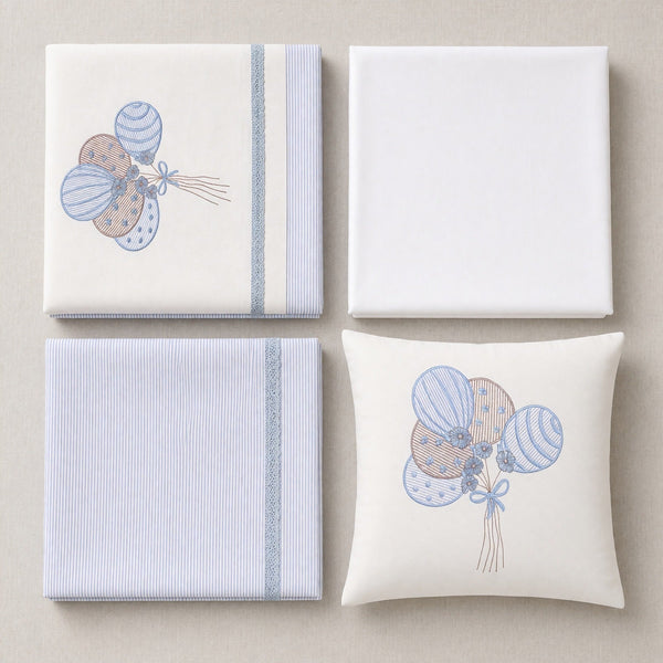 Balloon Embroidered Cotton Baby Duvet Cover Set, 4 Pieces by LaFiny, Blue #blue