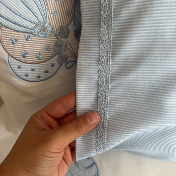 Balloon Embroidered Cotton Baby Duvet Cover Set, 4 Pieces by LaFiny, Blue #blue