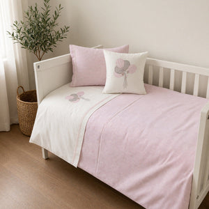 Balloon Embroidered Cotton Baby Duvet Cover Set, 4 Pieces by LaFiny, Pink #pink