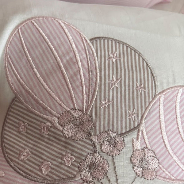 Balloon Embroidered Cotton Baby Duvet Cover Set, 4 Pieces by LaFiny, Pink #pink