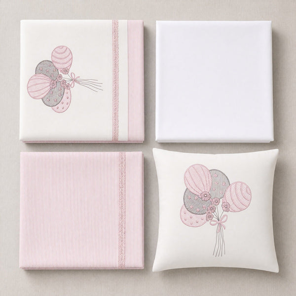 Balloon Embroidered Cotton Baby Duvet Cover Set, 4 Pieces by LaFiny, Pink #pink