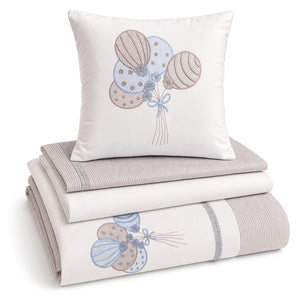 Balloon Embroidered Cotton Baby Duvet Cover Set, 4 Pieces by LaFiny, Latte Brown #lattebrown
