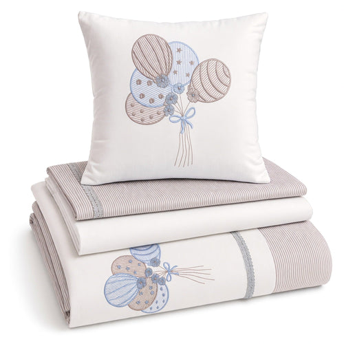 Balloon Embroidered Cotton Baby Duvet Cover Set, 4 Pieces by LaFiny, Latte Brown #lattebrown