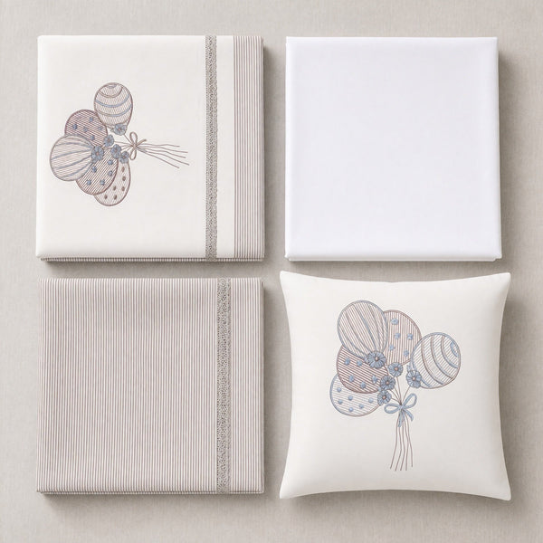 Balloon Embroidered Cotton Baby Duvet Cover Set, 4 Pieces by LaFiny, Latte Brown #lattebrown