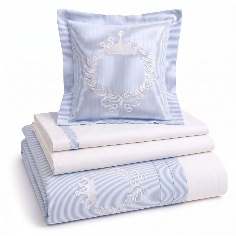 King Embroidered Cotton Baby Duvet Cover Set, 4 Pieces by LaFiny, Blue #blue
