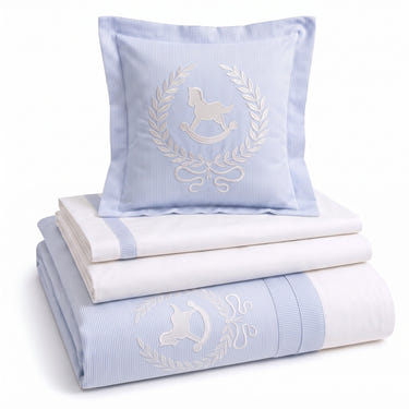 Lucky Colt Embroidered Cotton Baby Duvet Cover Set, 4 Pieces by LaFiny, Blue #blue