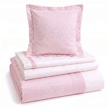 Butterfly Embroidered Cotton Baby Duvet Cover Set, 4 Pieces by LaFiny, Pink #pink