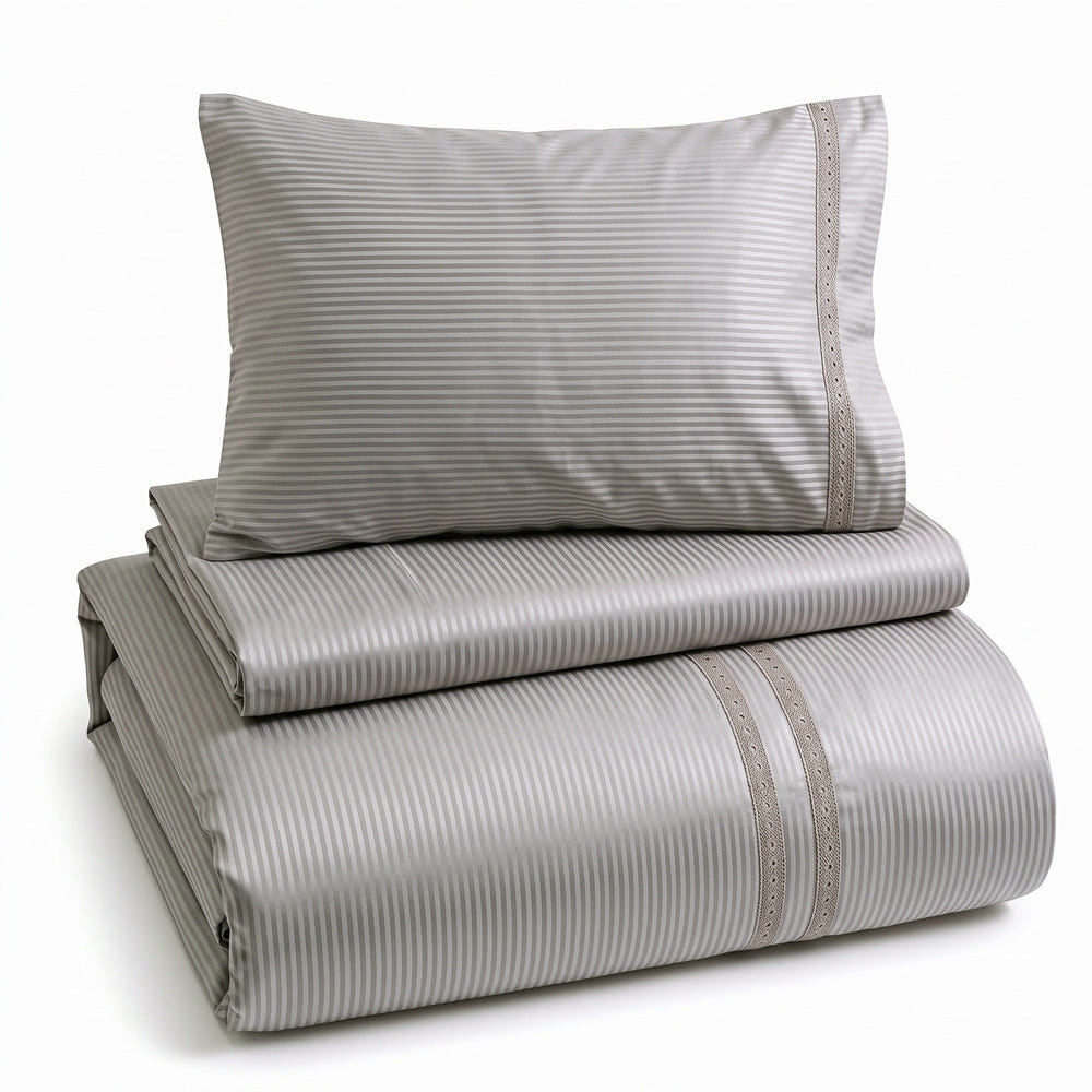 Elegant Stripe Embroidered Bamboo Baby Duvet Cover Set, 3 Pieces by LaFiny, Pink #pink
