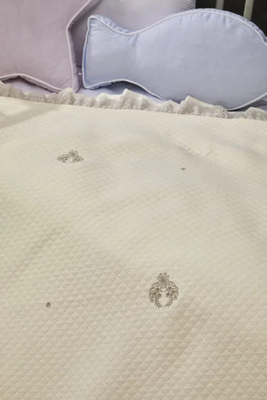 Dream Embroidered Ruffled Cotton Baby Blanket, 35x43 in by LaFiny