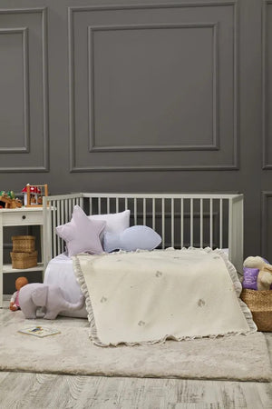 Dream Embroidered Ruffled Cotton Baby Blanket, 35x43 in by LaFiny