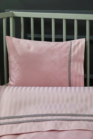 Elegant Stripe Embroidered Bamboo Baby Duvet Cover Set, 3 Pieces by LaFiny, Pink #pink