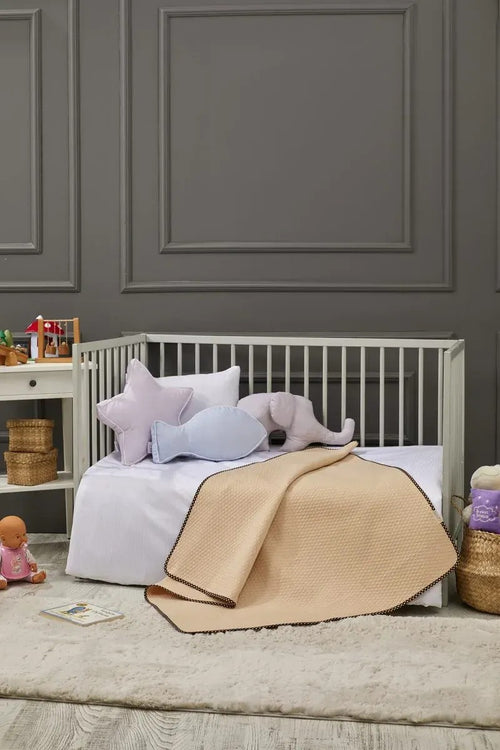 Karamel Cotton Baby Blanket, 35x43 in by LaFiny, Beige #beige