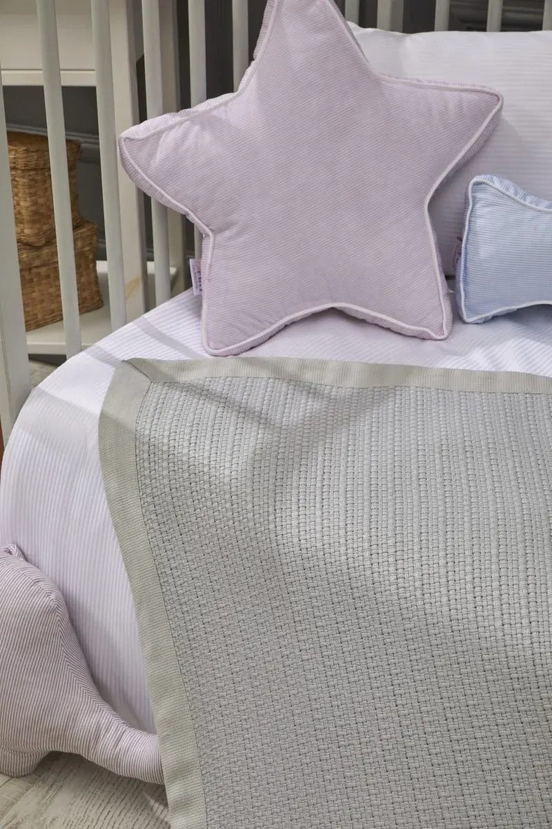 Knitting Cotton Baby Blanket, 35x43 in by LaFiny, Grey #grey