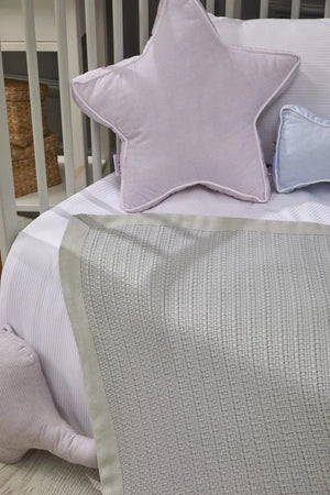 Knitting Cotton Baby Blanket, 35x43 in by LaFiny, Grey #grey