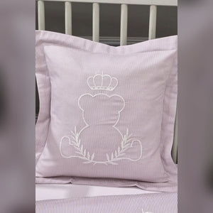 King Bear Embroidered Cotton Baby Duvet Cover Set, 4 Pieces