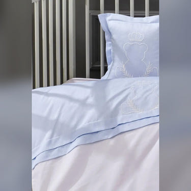 King Bear Embroidered Cotton Baby Duvet Cover Set, 4 Pieces