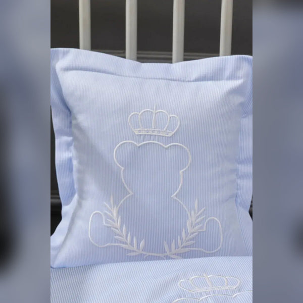 King Bear Embroidered Cotton Baby Duvet Cover Set, 4 Pieces