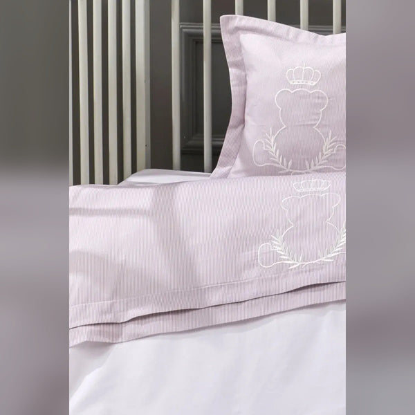 King Bear Embroidered Cotton Baby Duvet Cover Set, 4 Pieces