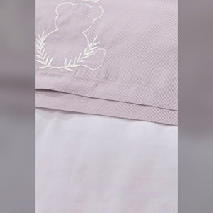 King Bear Embroidered Cotton Baby Duvet Cover Set, 4 Pieces