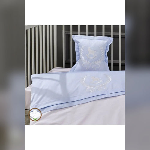 Lucky Colt Embroidered Cotton Baby Duvet Cover Set, 4 Pieces