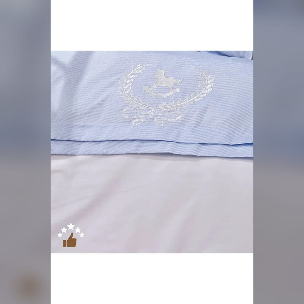 Lucky Colt Embroidered Cotton Baby Duvet Cover Set, 4 Pieces