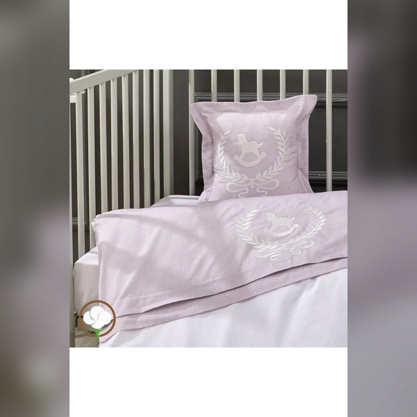 Lucky Colt Embroidered Cotton Baby Duvet Cover Set, 4 Pieces