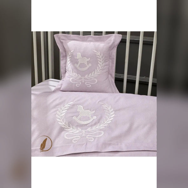 Lucky Colt Embroidered Cotton Baby Duvet Cover Set, 4 Pieces