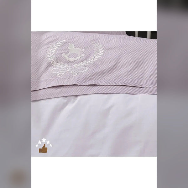 Lucky Colt Embroidered Cotton Baby Duvet Cover Set, 4 Pieces