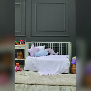 Queen Embroidered Muslin Baby Blanket, 33x33 in