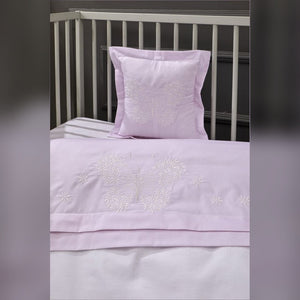 Butterfly Embroidered Cotton Baby Duvet Cover Set, 4 Pieces